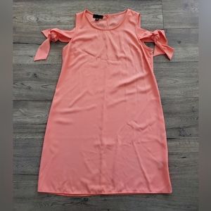 attention | Pink Cold Shoulder Tie Dress